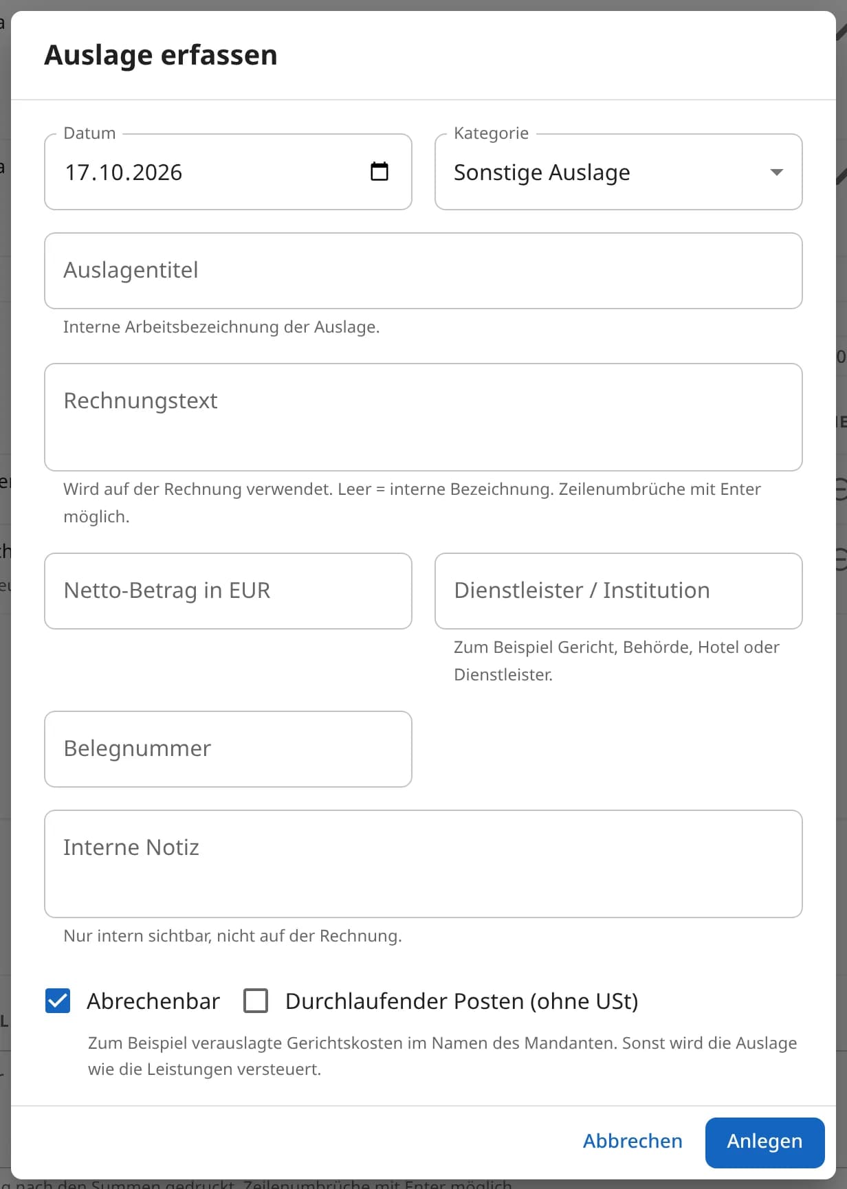Fenster Auslage erfassen